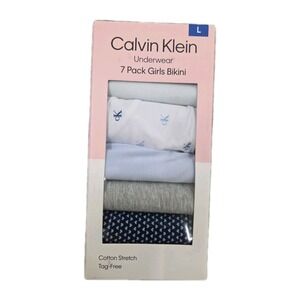 Calvin Klein Girls' Bikini Underwear Cotton Stretch Tag-Free, 7-pack, Size *XL*